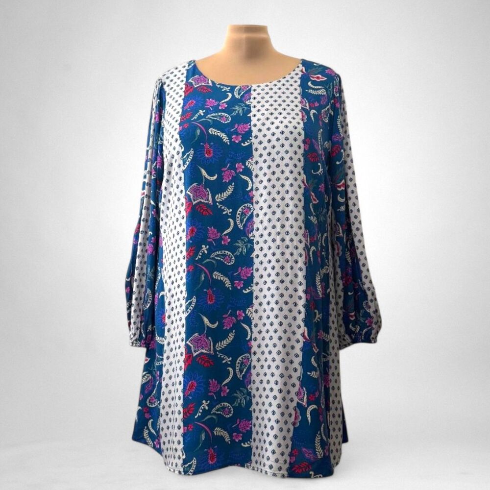 Andree By Unit Mixed Media Print Long Sleeve Shif… - image 1